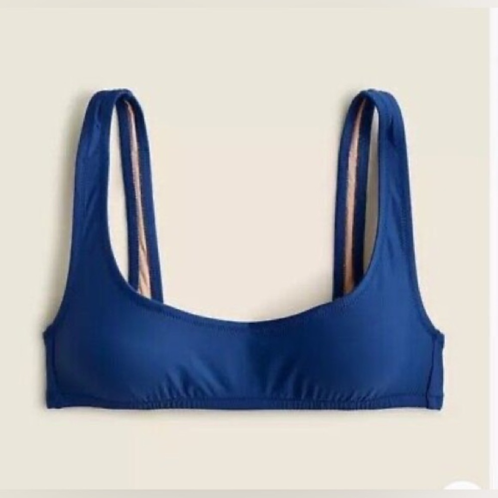 J. Crew Women’s Heritage Scoopneck Bikini Top BX611 Size M In Blue NWT